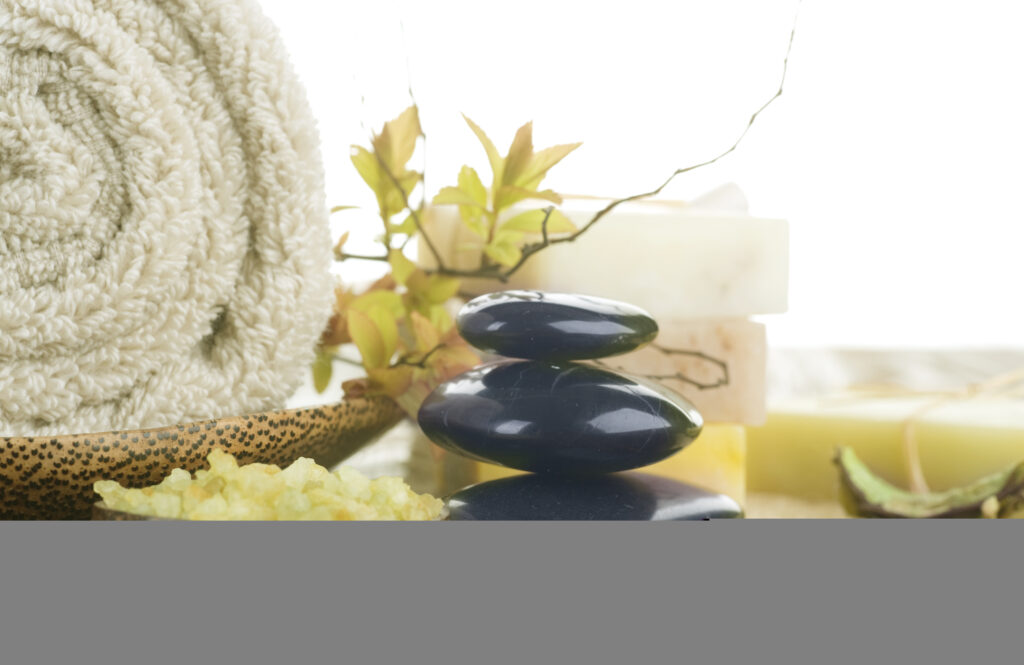 spa setting over white
